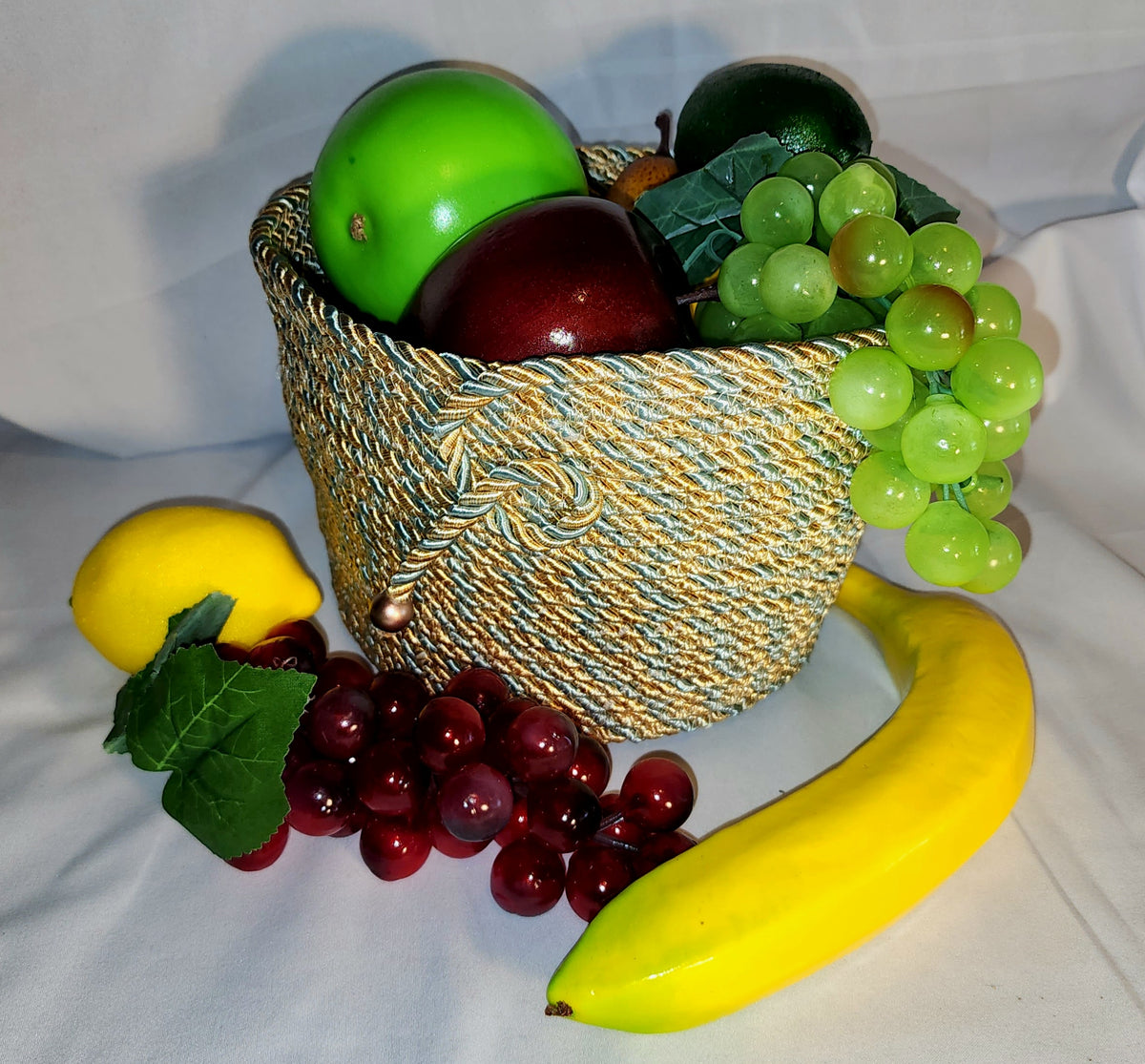 Rope Bowl: Silver and Gold Metallic Coiled Rope, Holiday Edition, Home Decor