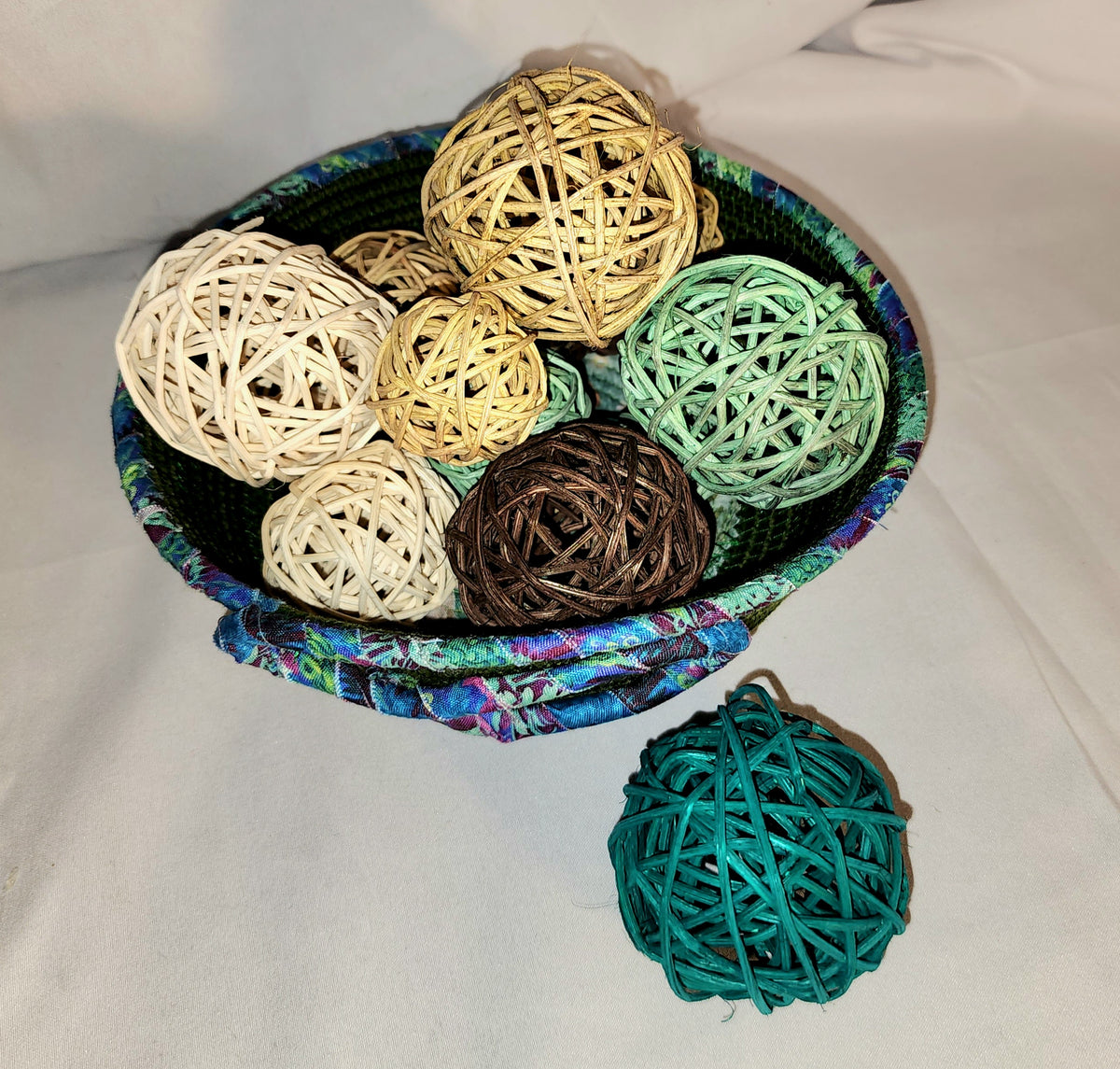 Rope Bowl: Green Mushroom Coiled Rope,  Home Decor