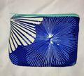Pouches: African Block Print, Blue and Cream Flower (m). Zipper Pouch, Fully Lined. No Tabs.  For Travel, Makeup, Toiletries, Crafting