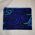 Pouches: African Block Print,  Blue Wind. Zipper Pouch, Fully Lined. For Travel, Makeup, Toiletries, Crafting