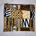 Pouches: African Block Print,  Brown Patchwork. Zipper Pouch, Fully Lined. No Tab.  For Travel, Makeup, Toiletries, Crafting
