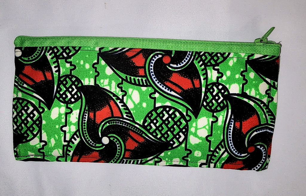 Pouches: African Block Print, Klingon. Zipper Pouch, Fully Lined.  For  Money, Cards, Crochet Hooks, Makeup