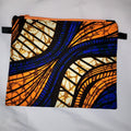 Pouches: African Block Print,  Orange and Blue. Zipper Pouch, Fully Lined.  For Travel, Makeup, Toiletries, Crafting (Copy)