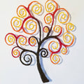 Decorative tree with colorful swirls on a white background