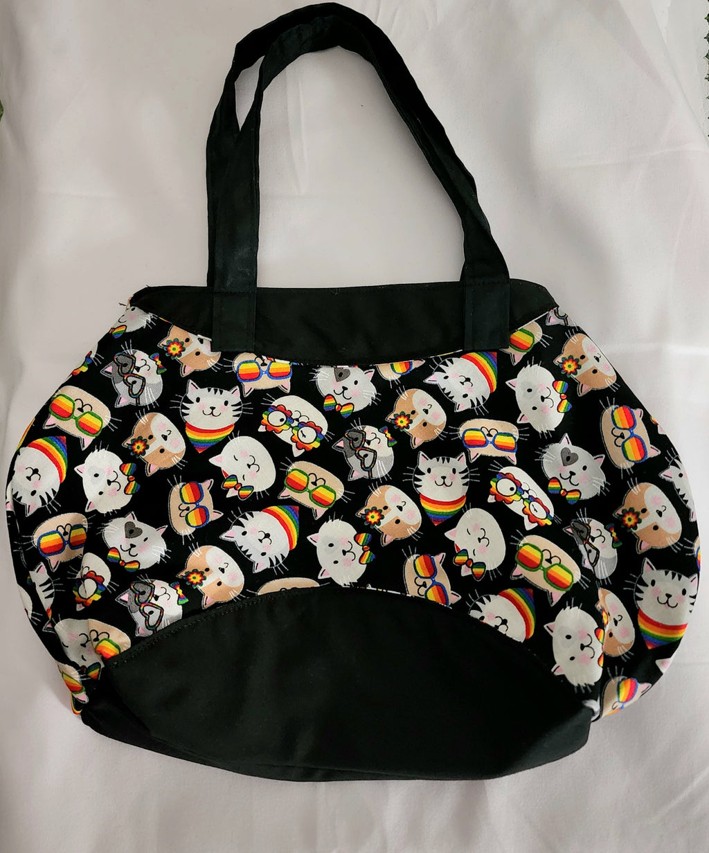 Basic Tote: Half Round Rainbow Cat