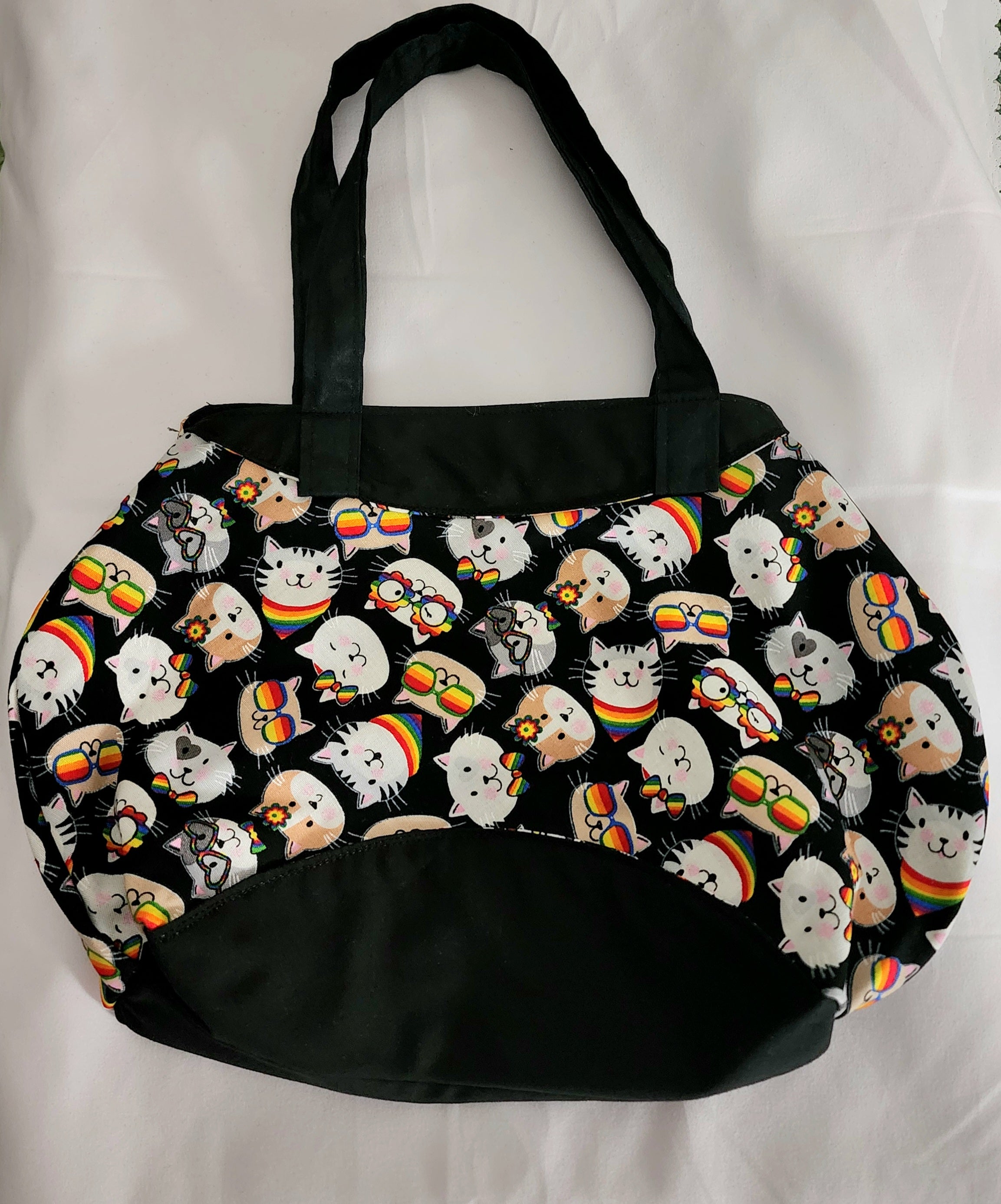 Basic Tote: Half Round Rainbow Cat