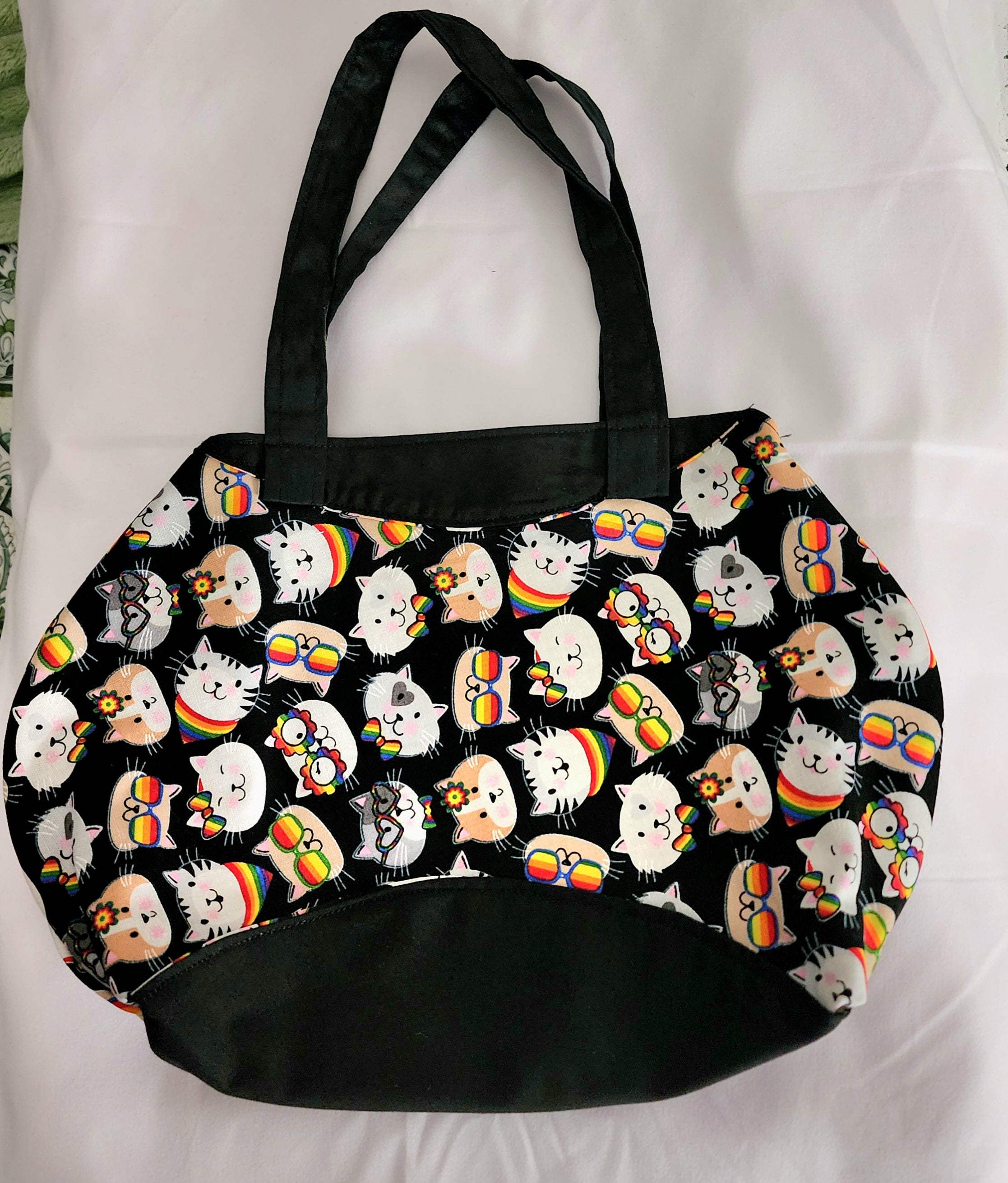 Basic Tote: Half Round Rainbow Cat