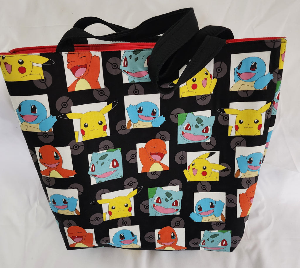Tote bag with Pokemon  pattern on a white background