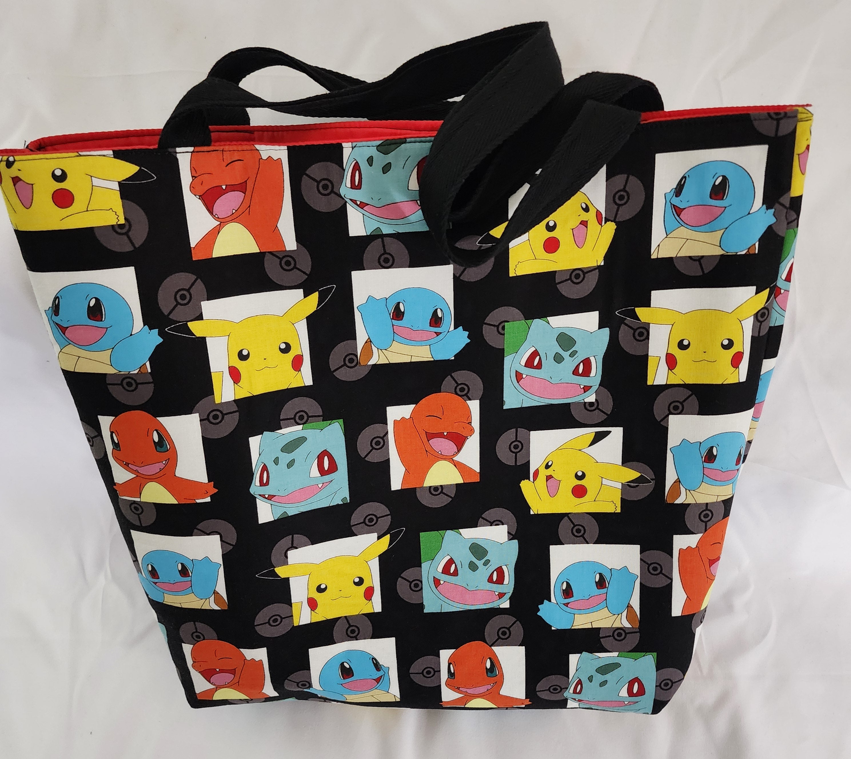 Tote bag with Pokemon  pattern on a white background