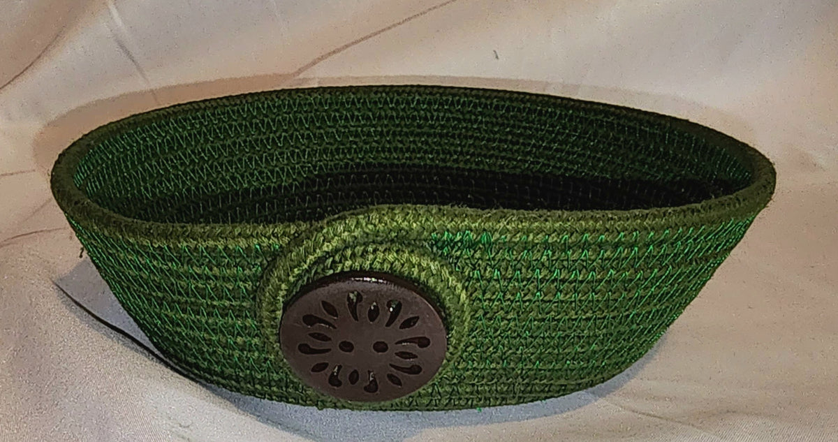 Rope Bowl: Green Deer Coiled Rope,  Home Decor
