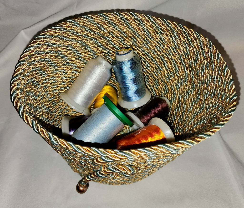 Rope Bowl: Silver and Gold Metallic Coiled Rope, Holiday Edition, Home Decor