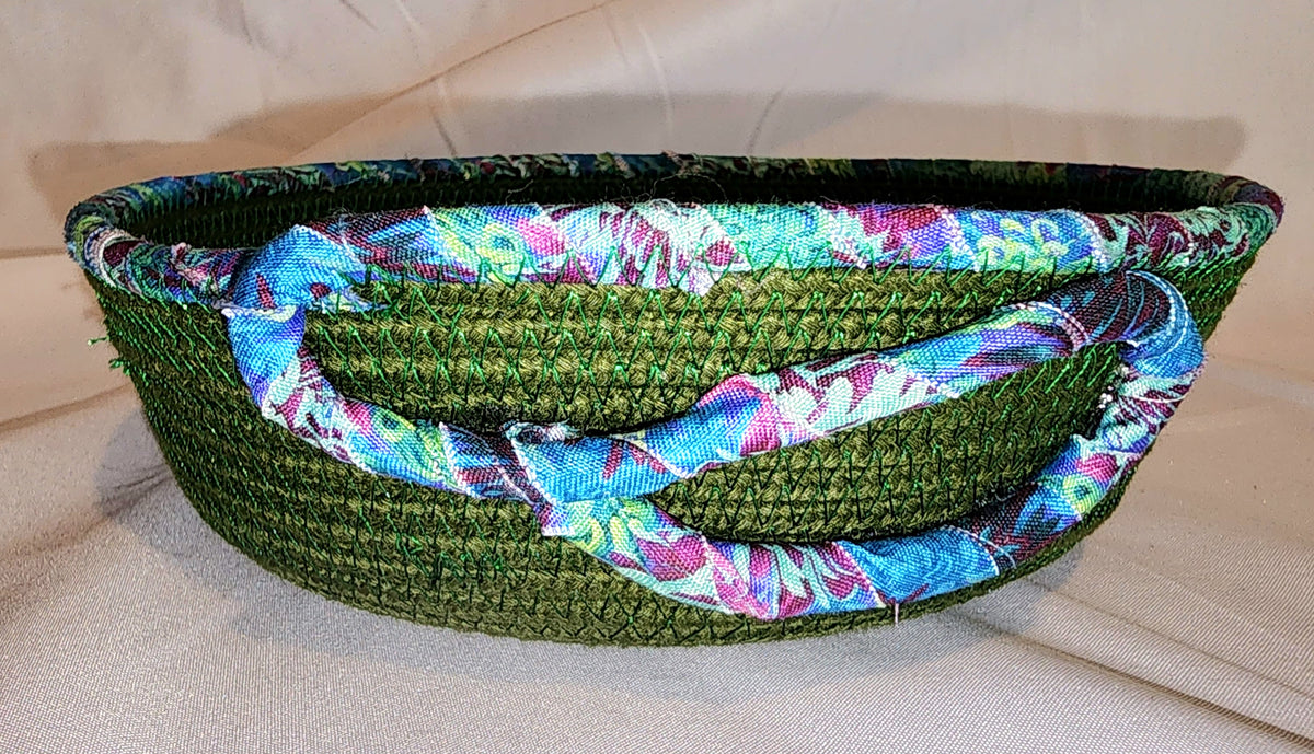 Rope Bowl: Green Mushroom Coiled Rope,  Home Decor