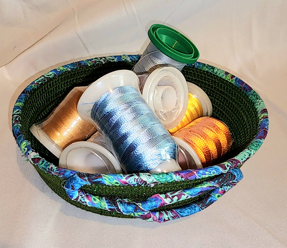 Rope Bowl: Green Mushroom Coiled Rope,  Home Decor