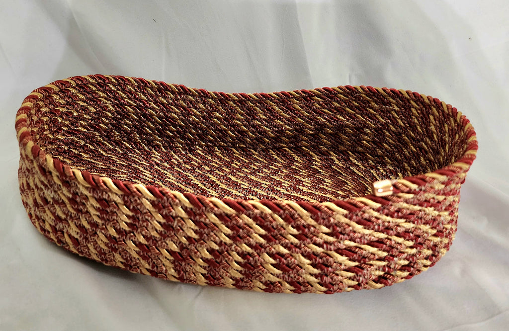 Rope Bowl: Red and Gold Metallic Coiled Rope, Holiday Edition, Home Decor