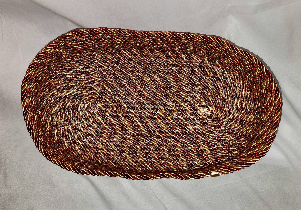Rope Bowl: Red and Gold Metallic Coiled Rope, Holiday Edition, Home Decor