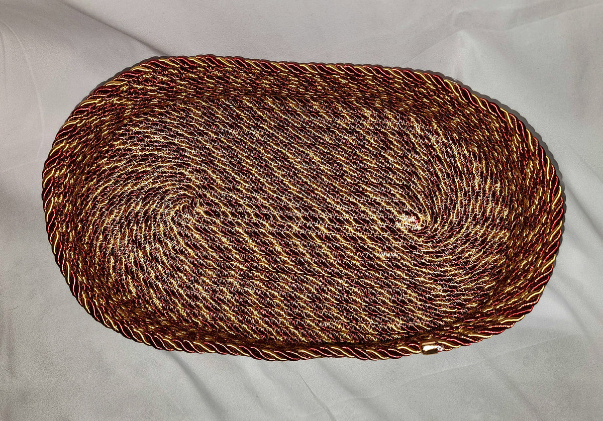 Rope Bowl: Red and Gold Metallic Coiled Rope, Holiday Edition, Home Decor