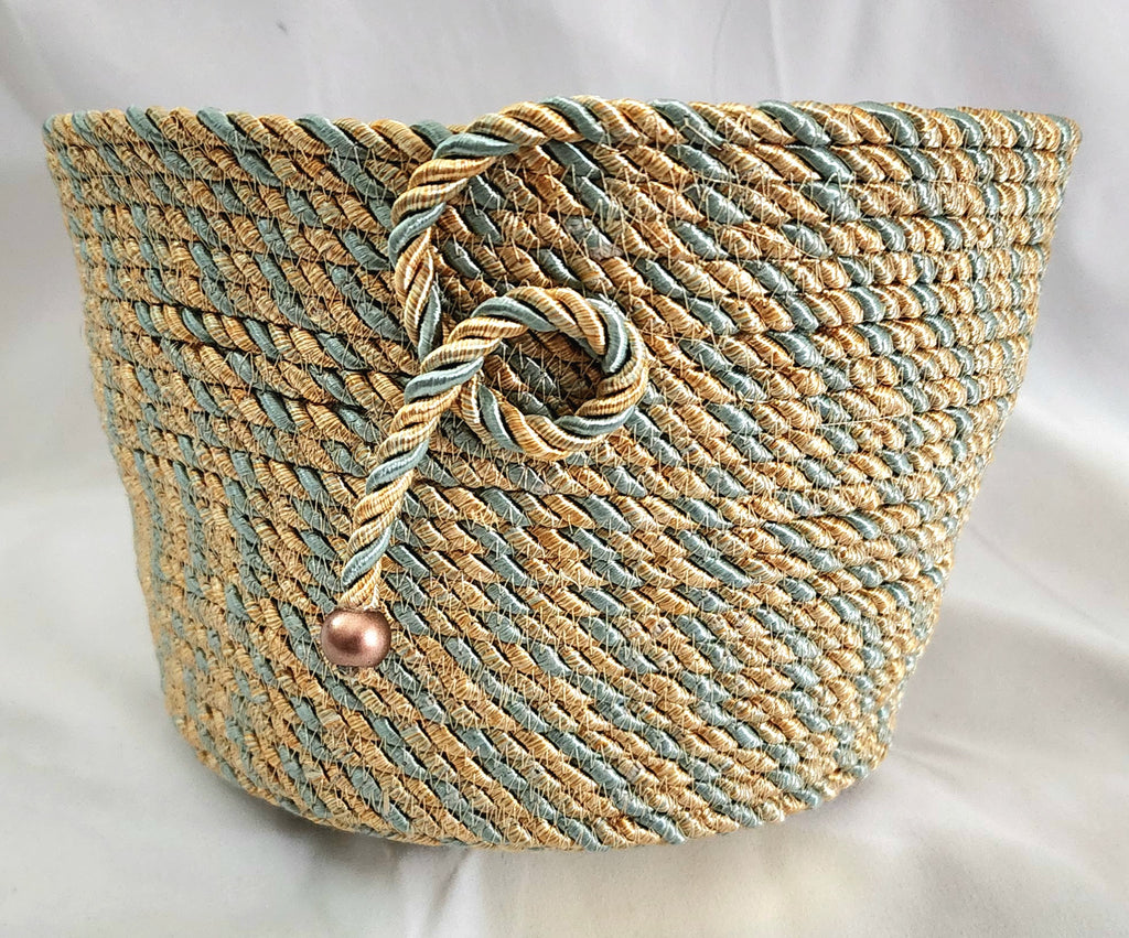 Rope Bowl: Silver and Gold Metallic Coiled Rope, Holiday Edition, Home Decor