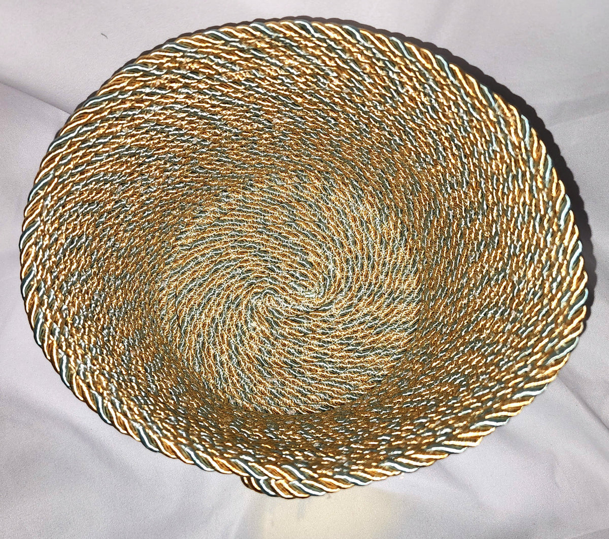 Rope Bowl: Silver and Gold Metallic Coiled Rope, Holiday Edition, Home Decor