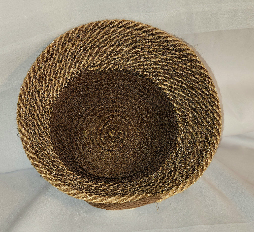 Rope Bowl: Brown, Burlap, Rustic with Ceramic  Butterfly Coiled Rope, Home Decor