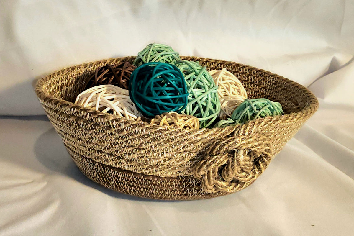 Rope Bowl: Brown, Burlap and Pine, Coiled Rope, Holiday Edition, Home Decor