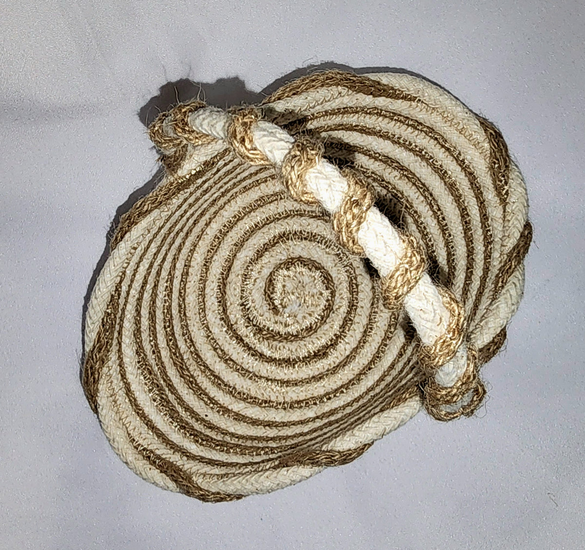 Rope Bowl: Cream and Jute Spiral Trinket Basket, Coiled Rope, Home Decor