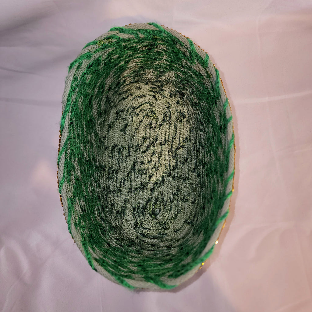 Rope Bowls: Green Bowl with Gold Trim