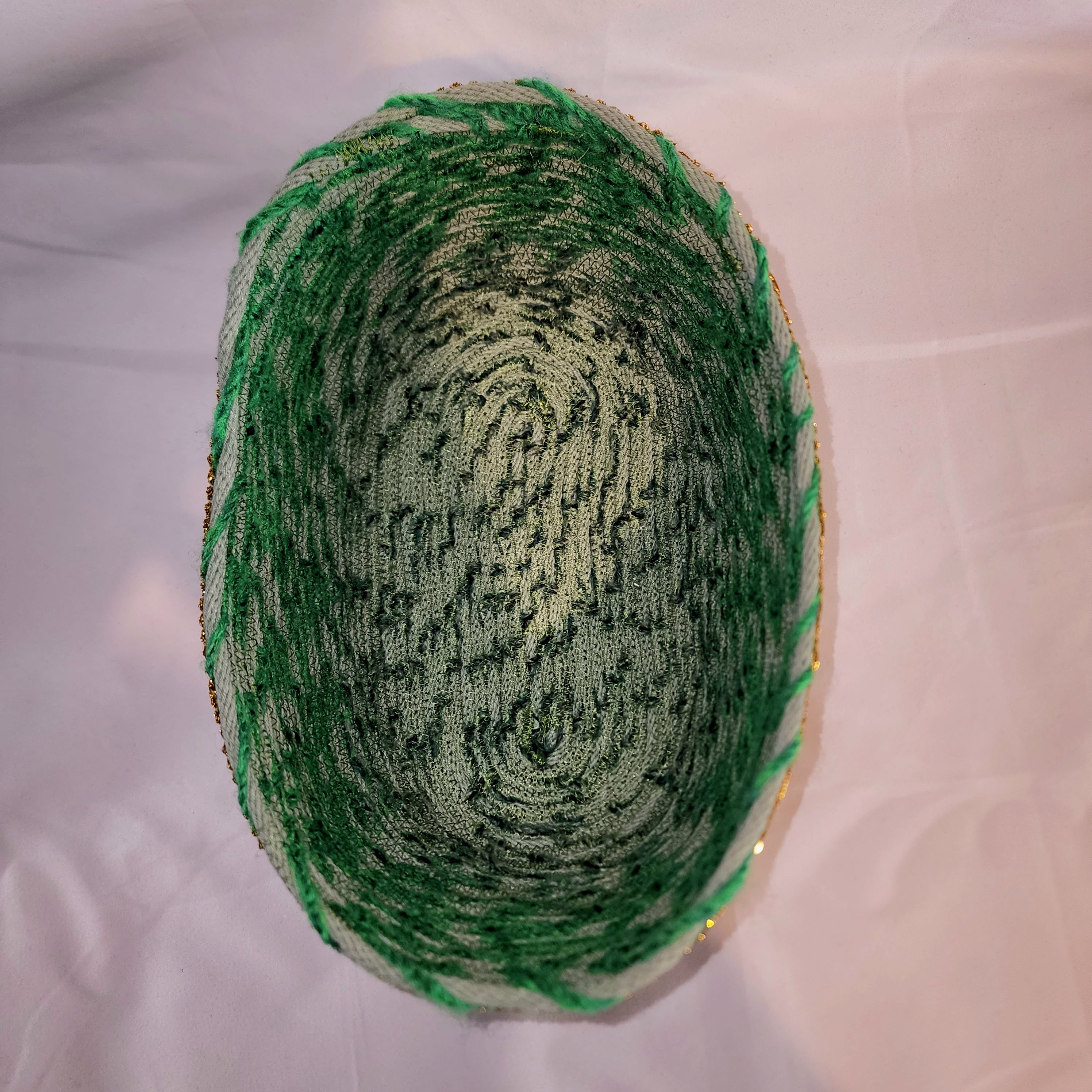 Rope Bowls: Green Bowl with Gold Trim