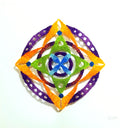 Colorful geometric star-shaped object on a white background
