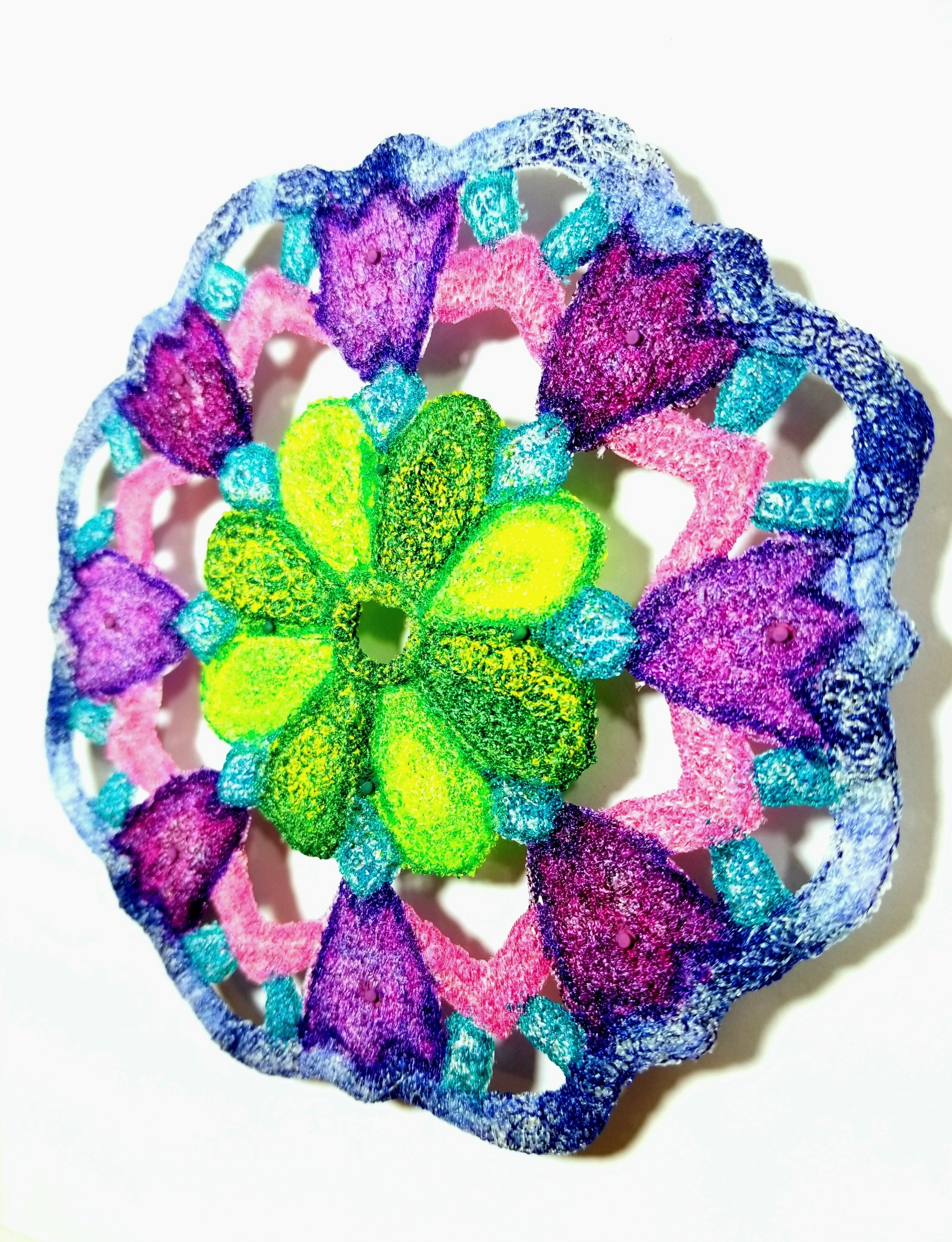 Mandala with purple tulips