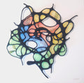 Colorful abstract art piece on a white background