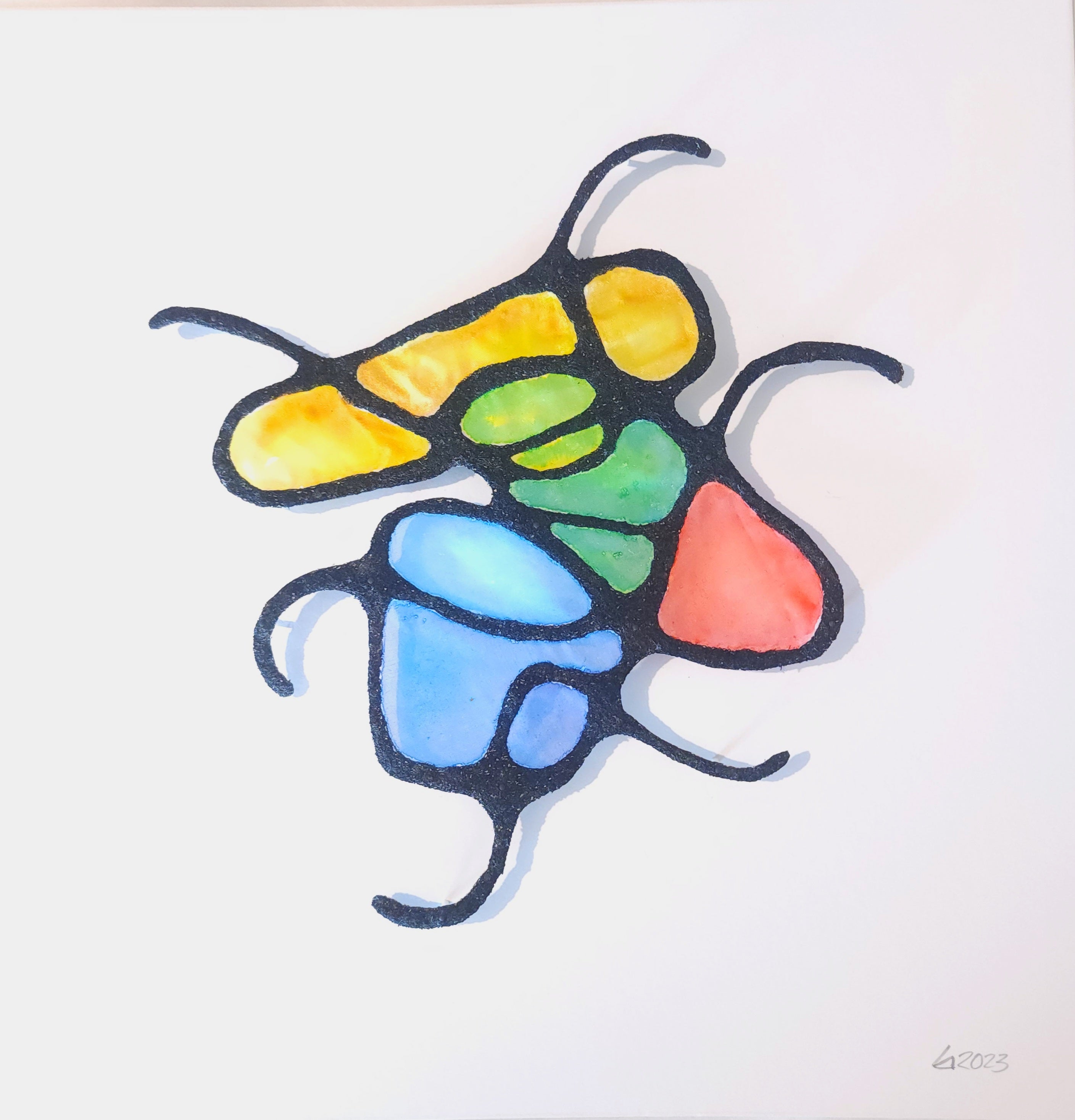 Colorful beetle illustration on a white background