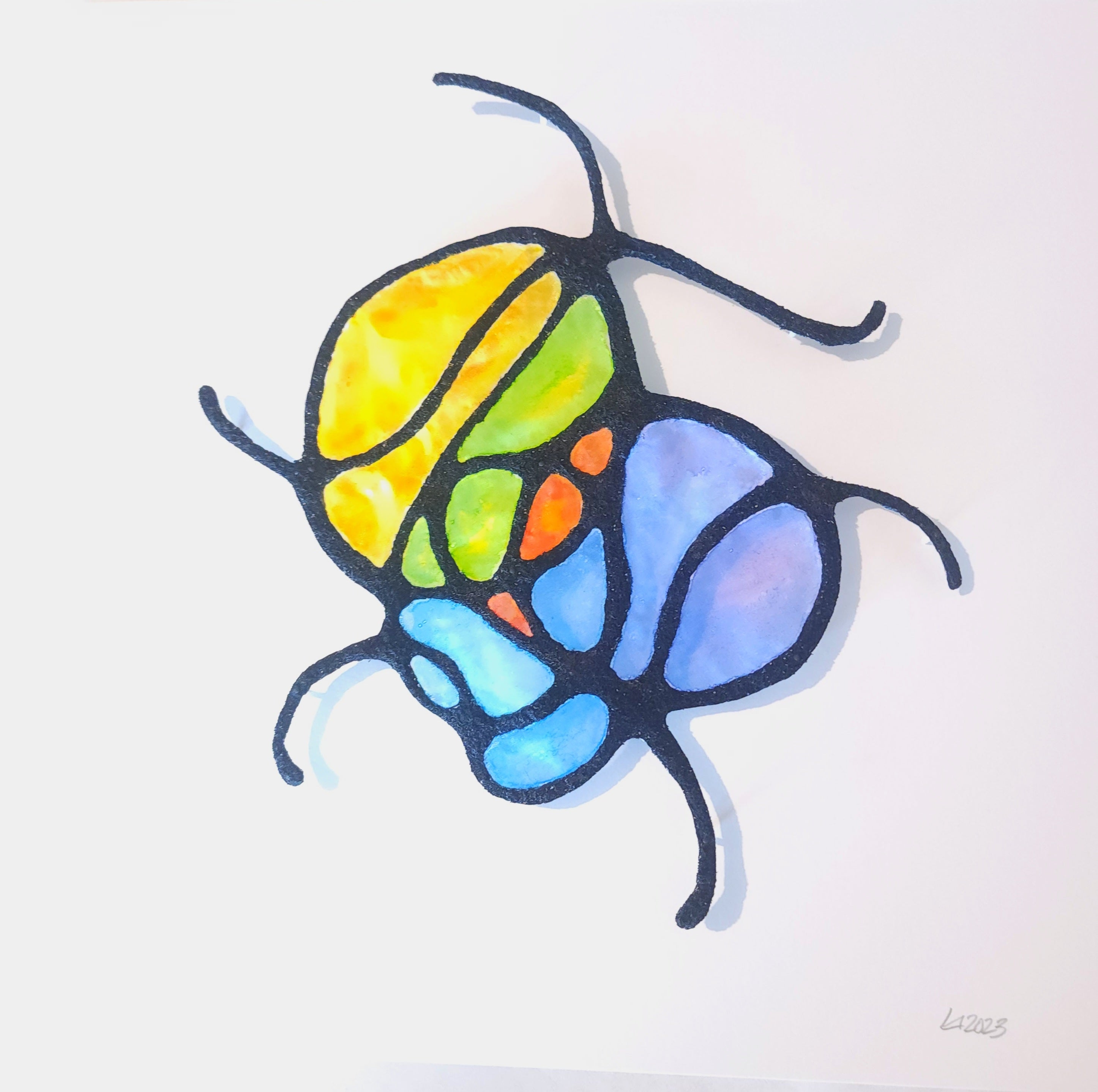 Colorful beetle illustration on a white background