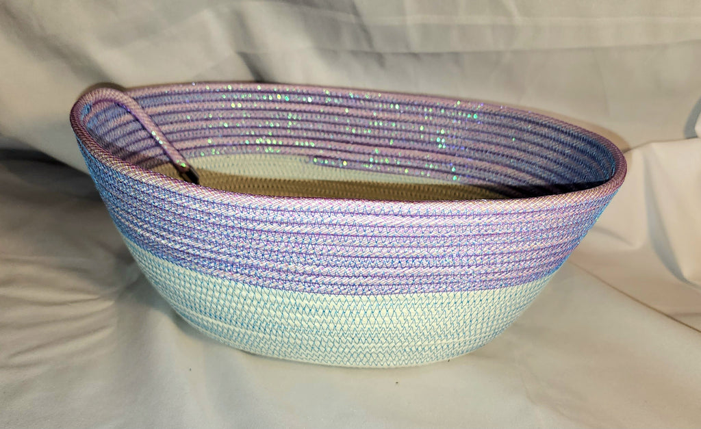 Rope Bowl: Purple, Blue and White Snowflake, Coiled Rope, Holiday Edition, Home Decor