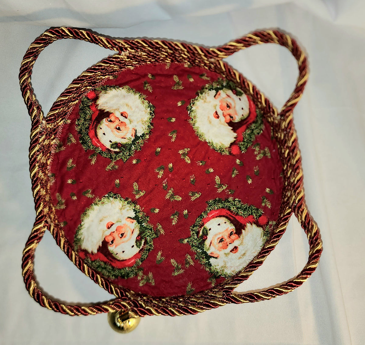 Rope Bowl: Metallic Red and Gold Santa Coiled Rope, Holiday Edition, Home Decor
