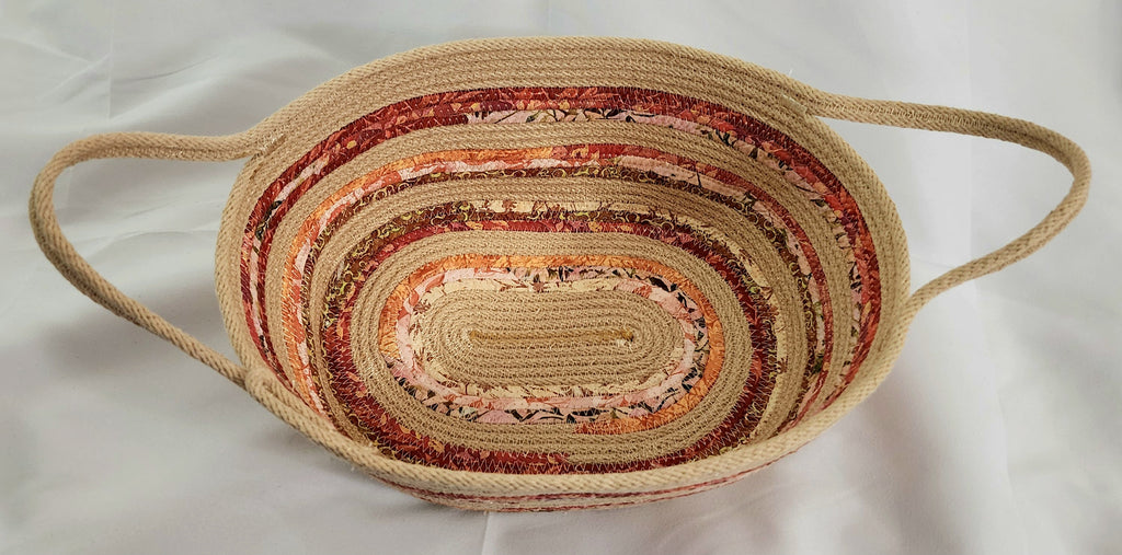 Rope Bowl: Beige with Fabric Oblong