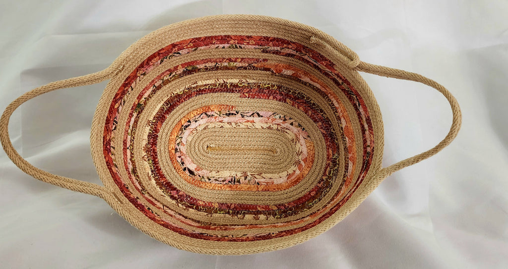 Rope Bowl: Beige with Fabric Oblong