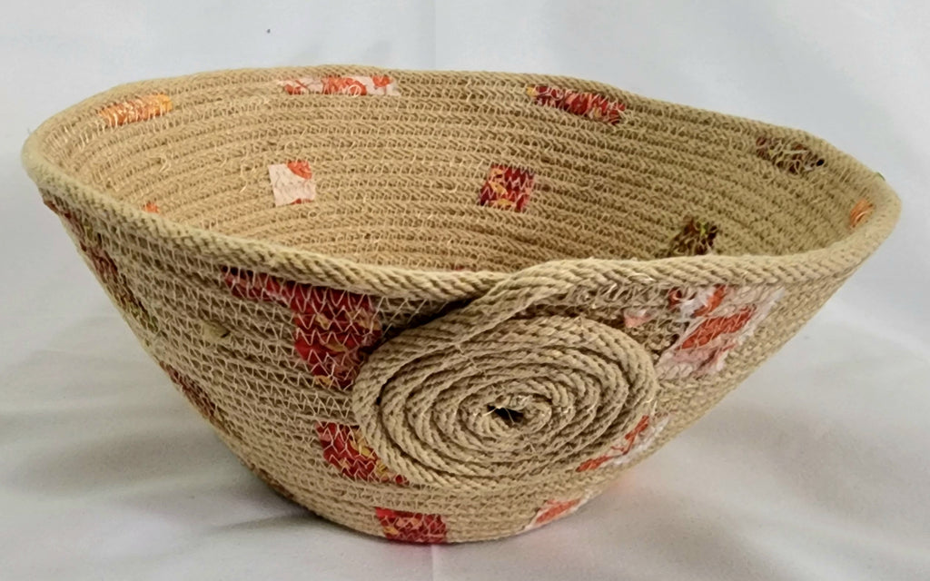 Beige and fabric rope bowl round