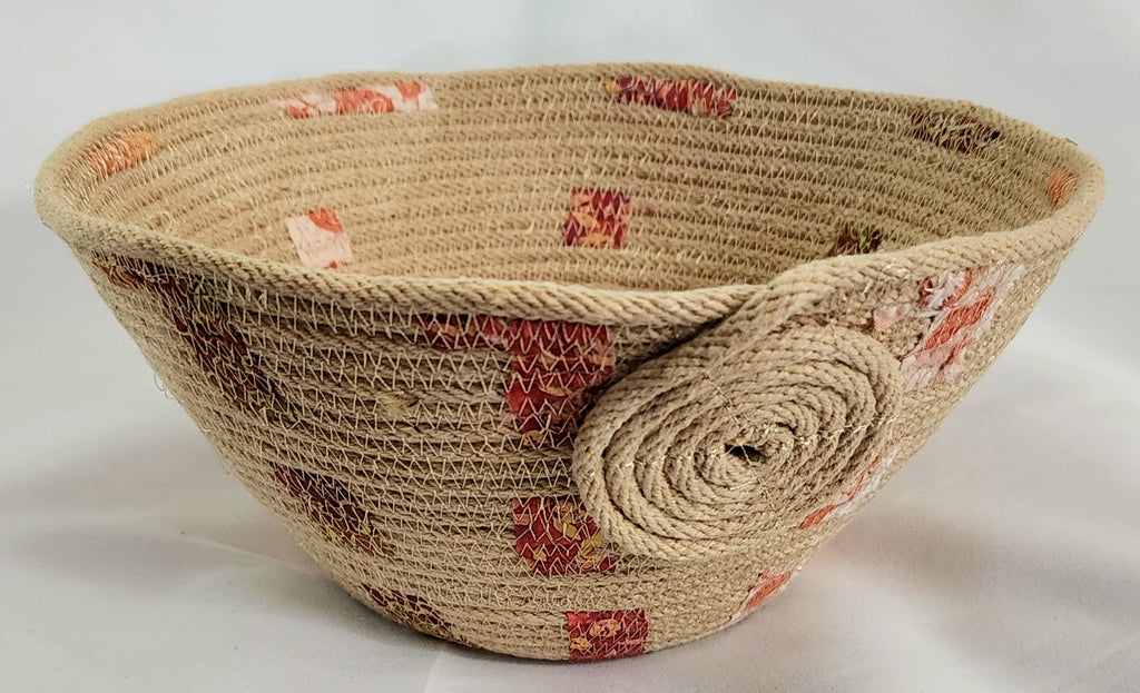 Rope Bowl: Beige with Fabric Round