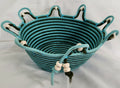 rope bowl turquoise and brown spiral