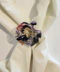 SP-10 Abstract Flower Stick Pin / Lapel Pin. Fabric made by Free Motion Embroidery. Lacy and Unique