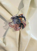 SP-11 Abstract Flower Stick Pin / Lapel Pin. Fabric made by Free Motion Embroidery. Lacy and Unique