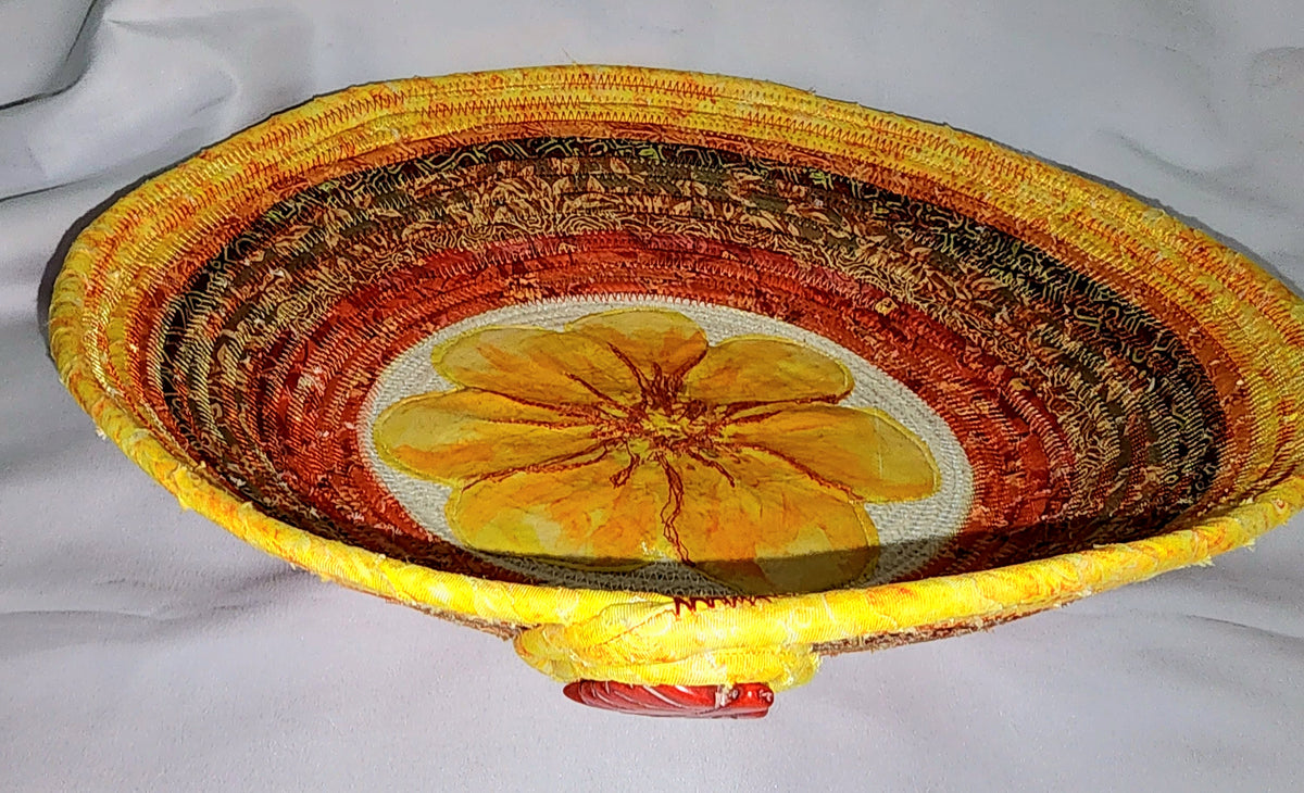 Rope Bowl: Wide Bowl, Autumn, Flower Base. Coiled Rope, Home Decor