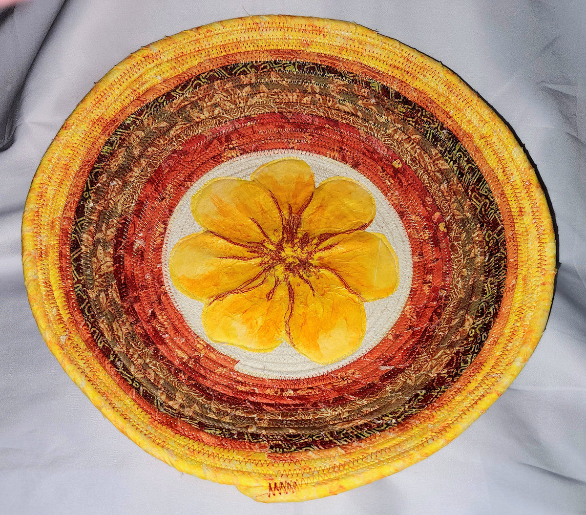 Rope Bowl: Wide Bowl, Autumn, Flower Base. Coiled Rope, Home Decor