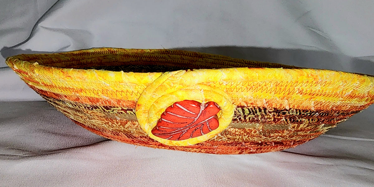 Rope Bowl: Wide Bowl, Autumn, Flower Base. Coiled Rope, Home Decor